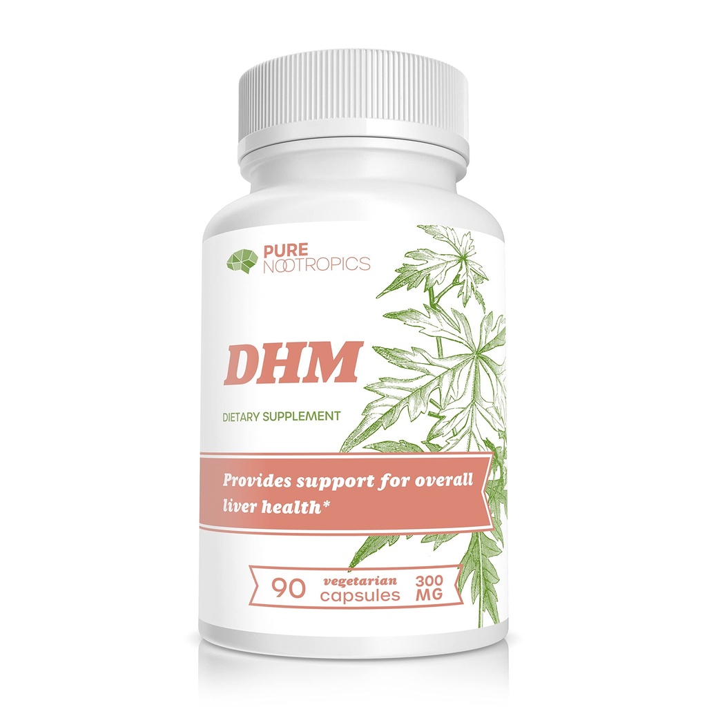 Pure Nootropics Dihydromyricetin (DHM) 300 mg capsule | Hovenia Dulcis Extract | 90 Veg Cap Value Pack | Support Liver Health | After Alcohol Support | Party Smart