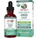 MaryRuth Organics Ginkgo Leaf Liquid Drops | Herbal Supplement | Nootropic | Sistema circolatorio & Nervous System Health | USDA Organic | Non-GMO | Vegan | 60 Servings