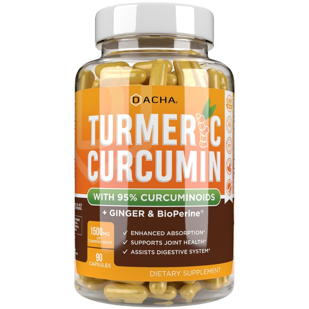 DACHA Tumeric Curcumin Supplemento - 2250mg Joint Support Supplements Turmeric with Black Pepper Ginger 95% Curcuminoids Capsule