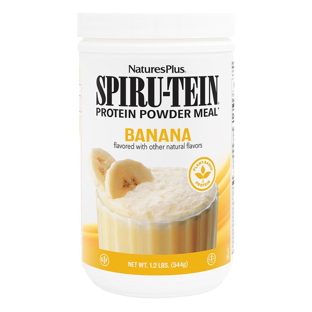 Natures Plus SPIRU-TEIN, Banana - 1.2 lbs - Protein Shake a base vegetale - Non OGM, Vegetariano, Gluten Free - 16 Serve