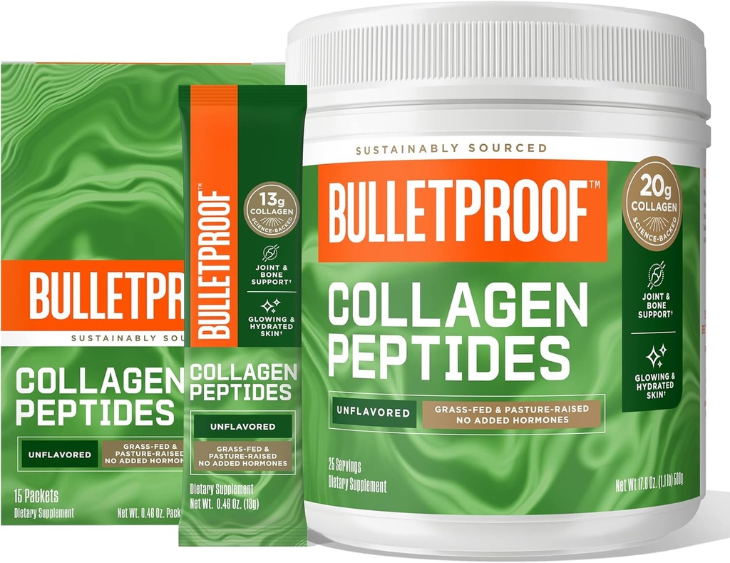 Polvere proteica del collagene non aromatizzata, proteine 18g, 17.6 Oz, GoPacks della proteina del collagene non aromatizzato, proteine 12g, 15 Pack, peptidi del collagene dell'erba e aminoacidi