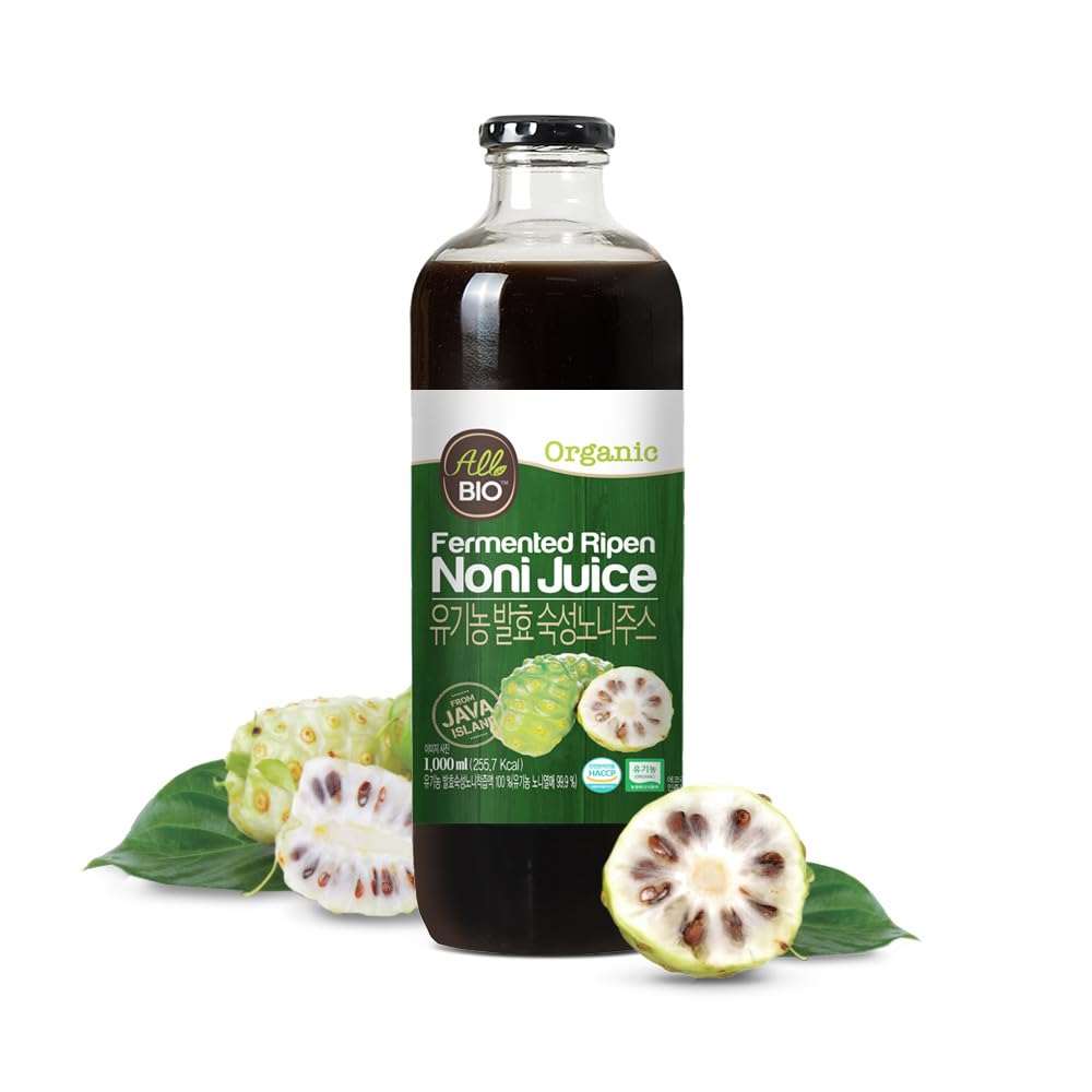 Java Organic NONI Juice Extract - 33.8 fl oz (1L) Bottiglia - 100% puro Resveratrol & Fermented Noni di ALLBIO