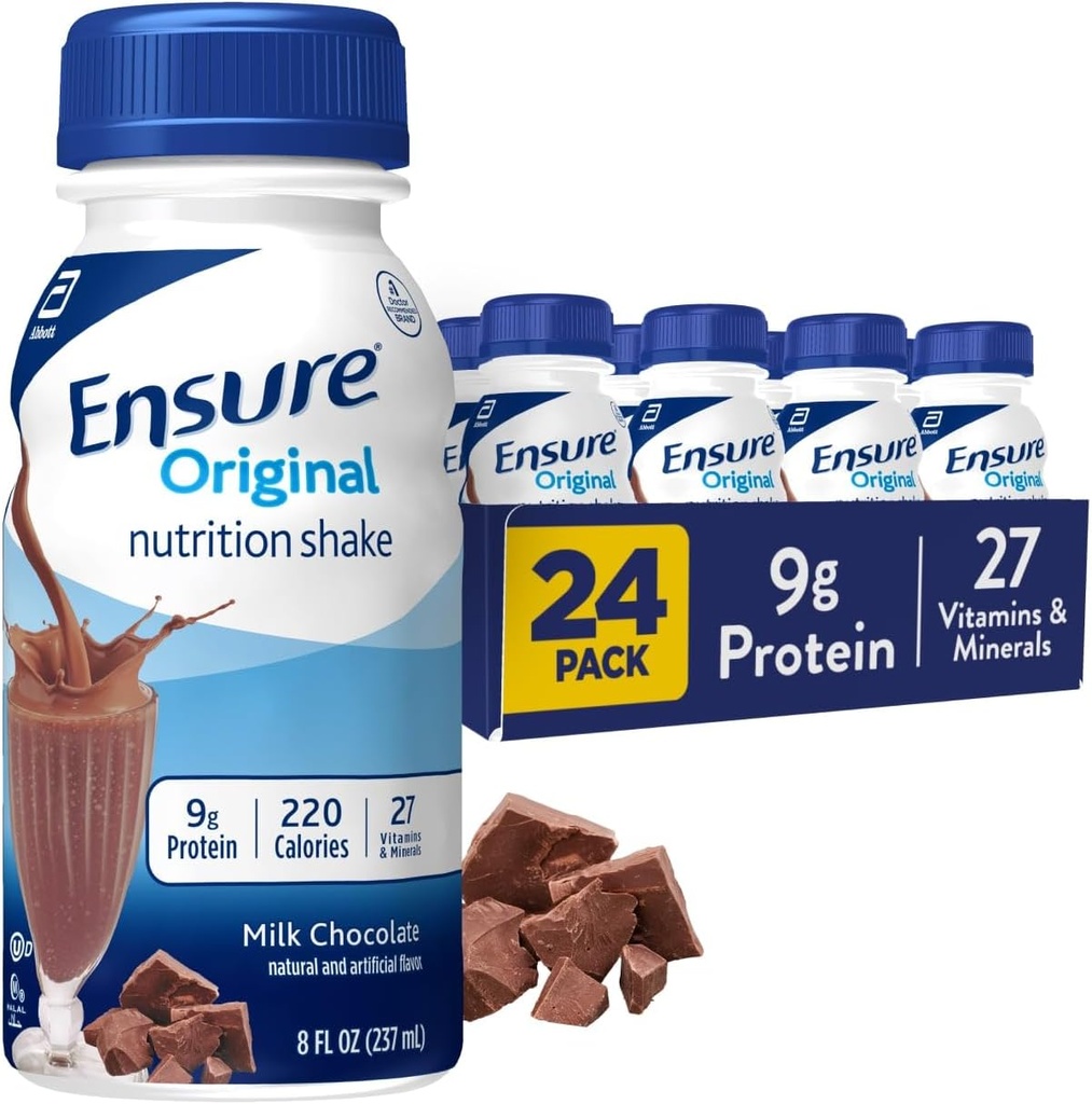 Assicurare il latte originale Cioccolato Nutrition Shake | Small Meal Sostituzione Shake | Pronto per bere | 9g Protein, 27 Vitamine e Minerali | 8 fl oz - 24 Pack