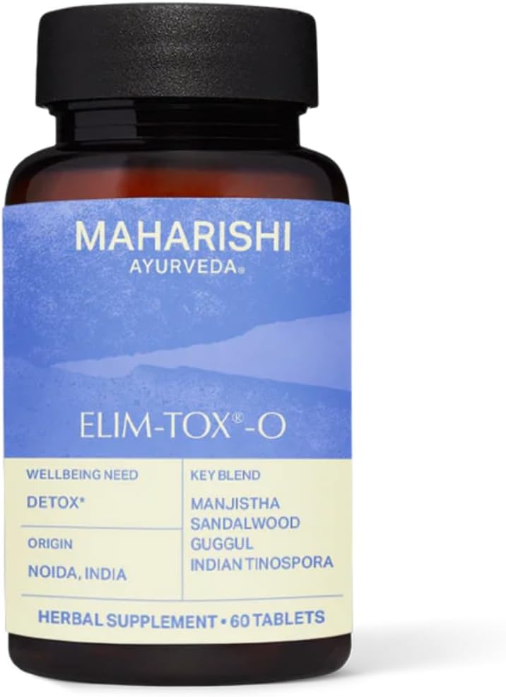 Maharishi Ayurveda - Elim-Tox-O Gentle Body Detox Herbal Supplemento | Supplemento per la pulizia efficace del colon &amp; salute generale del fegato | Pulitore di rimozione della tossina per fegato e sangue (60 compresse-500mg)