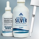 Nano Colloidal Argento Liquido per Supporto Immune, 12 PPM Deionized Argento, 4 Oz Bottiglia di vetro con Misura Gomito, 24 Serve