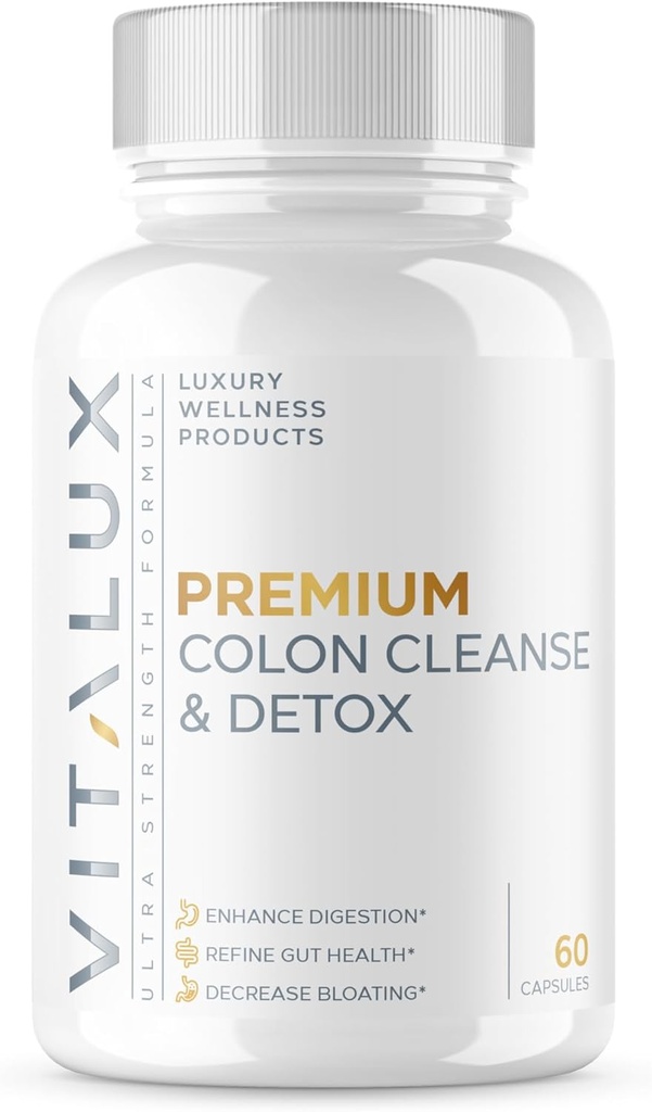 VITALUX || #1 Tasso di Pulitura & Detox Premium || Aumentare la digestione, Salute del Gut, Diminuzione Bloating | Formula Ultra Dosed w/ 10 potenti ingredienti | 3rd Party Tested + USA Made - 60 capsule