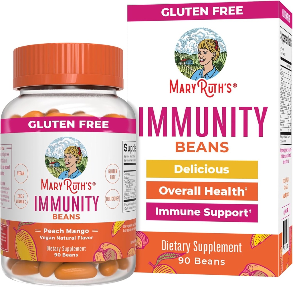 MaryRuth Organics Adult Immune Support Vita-Beans with Zinc and Vitamin C Supplement for Ages 14+ | Vitamine Immunitarie | Vegan, Non-OGM, Gluten Free | 90 Count