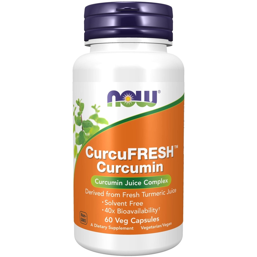 NOW Integratori alimentari, CurcuFRESHTM Curcumin, derivato da succo fresco erborico, Curcumin Juice Complex, 60 Veg Capsule