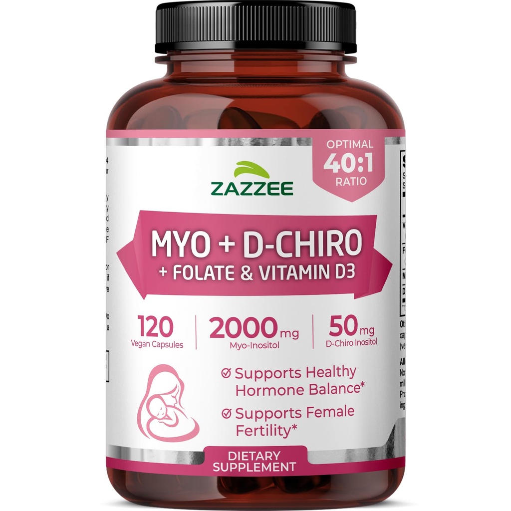 Myo e D-Chiro Inositol Supplemento per le donne - Fertilità Supplemento per le donne con Ideale 40:1 Ratio Myo & D-Chiro Inositol D3 & Methylfolate Ovarian Support Vitamins - ISO Lab Tested (30 Serve)