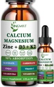 Calcio Magnesio Zinco Gocce Liquide, Magnesio Liquido Glycinate 500mg Calcium 1000mg con Vitamina D3,K2,B6,B12,Coq10 per Bone Forza, Funzione Muscolare,6X Più Forte Di Gummies Capsule