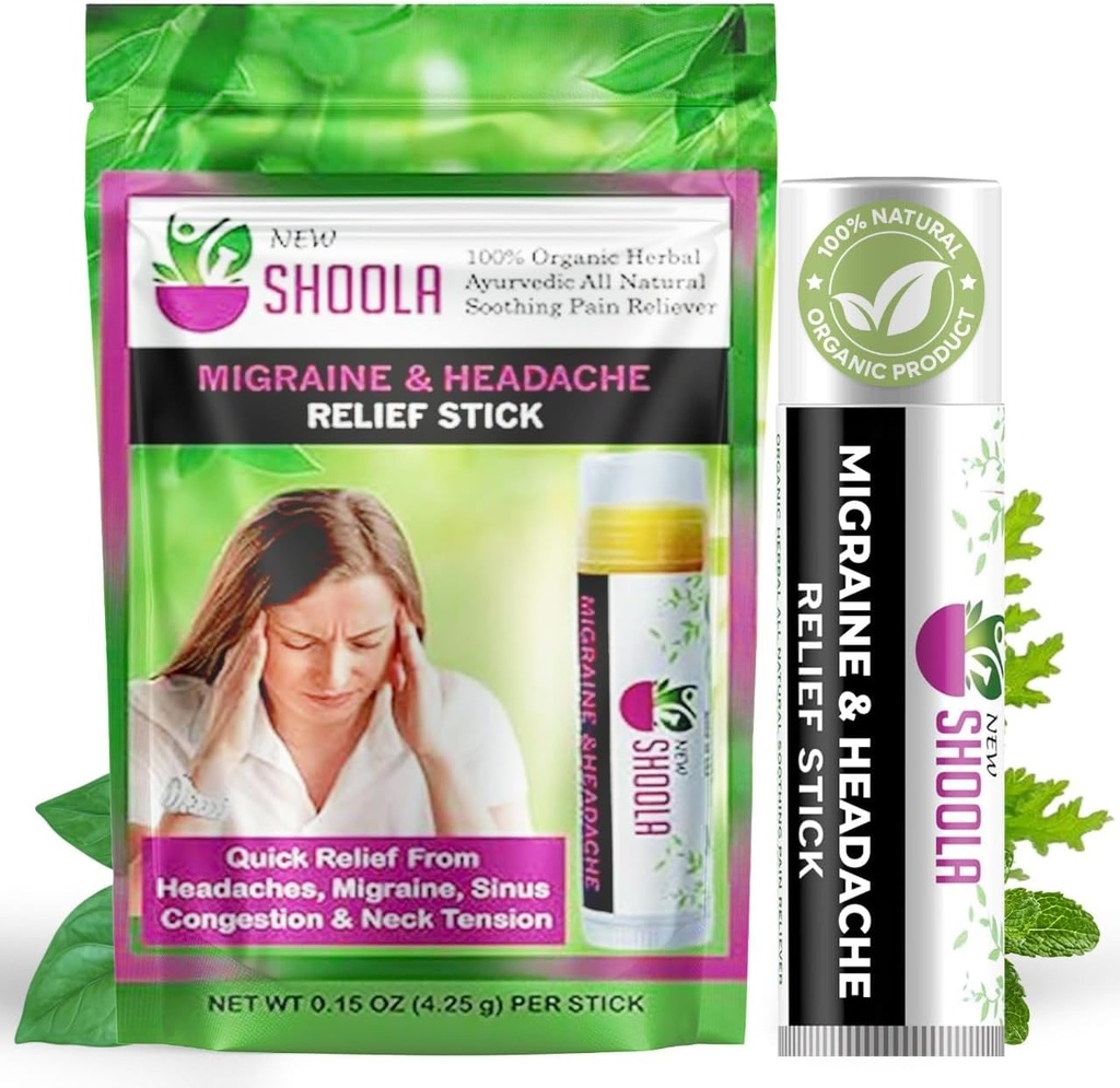 Rilievo di emicrania e mal di testa Balm Stick Roll on – 100% erbe Balm organico – Rilievo rapido da mal di testa, emicrania, congestione di naso ripieno, Tensione di collo – Nessun effetto collaterale Vapor Rub