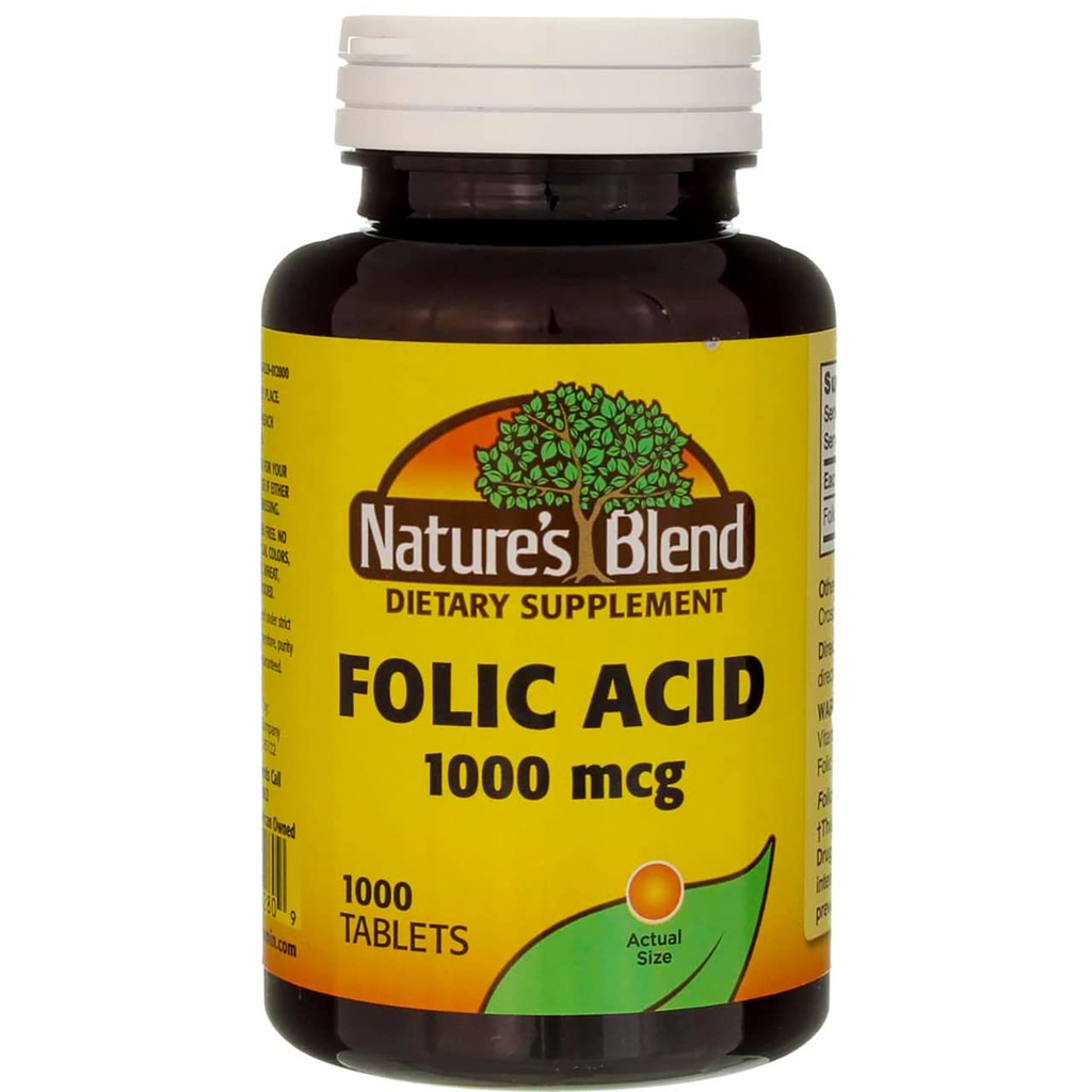Acido Folico di Miscela Naturale 1000 mcg - 1000 compresse Confezione da 3