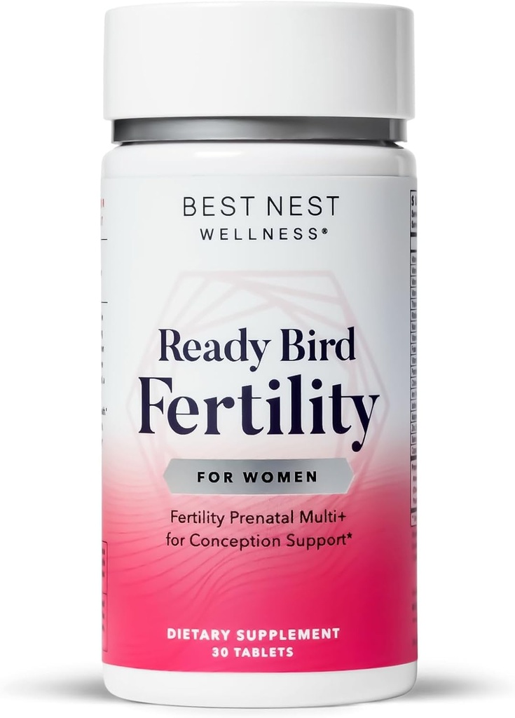 Best Nest Wellness Fertilità femminile - Multivitaminico giornaliero per il supporto alla gravidanza - Supplemento con la combinazione di vitamine etilate - Integratore nutrizionale con Ashwagandha & Folate - 30 compresse