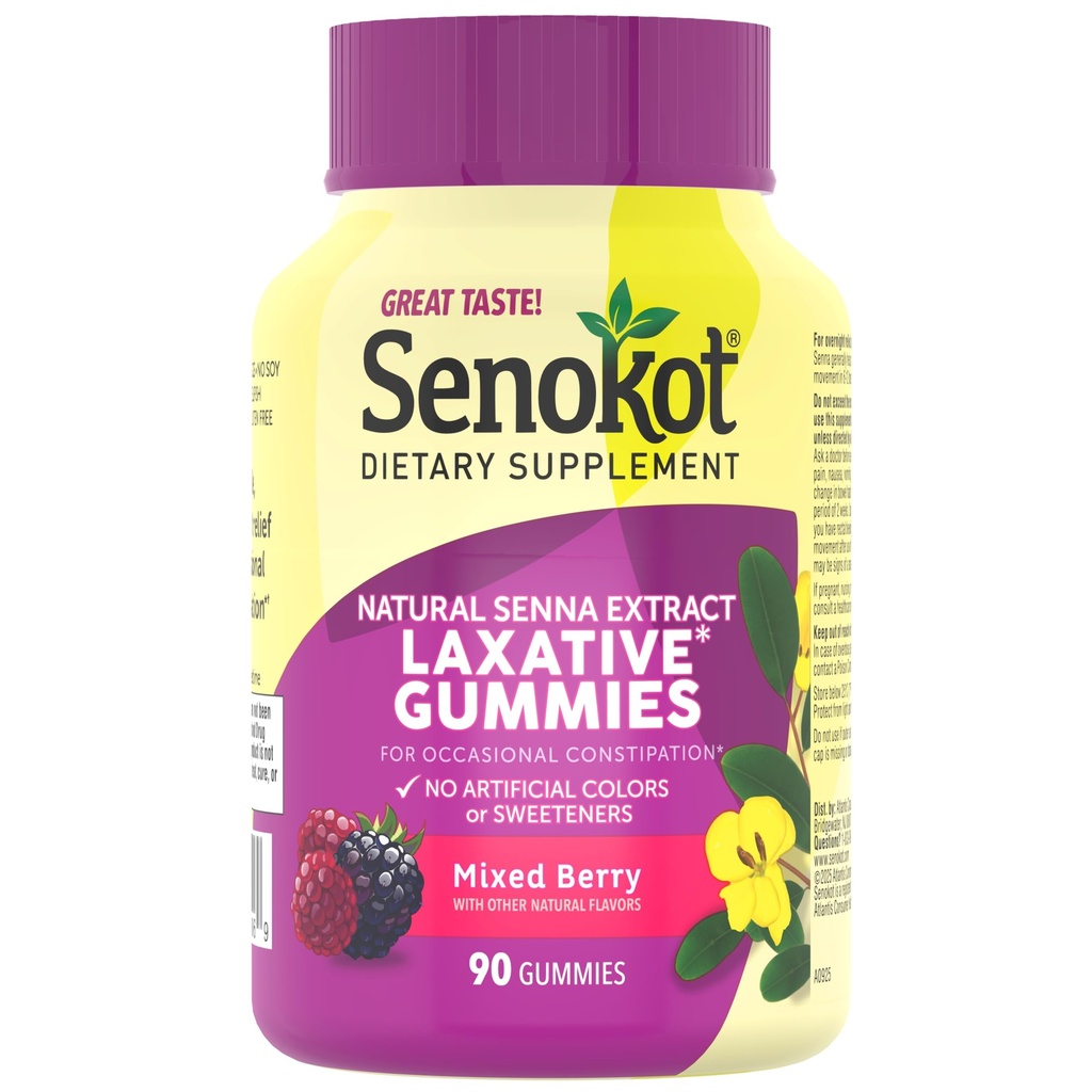 Senokot Integratore Dietetico Gummies Lassativo, Estratto di Senna Naturale, Genere, Pernottamento Rilievo da Constipazione Occasionale, Aroma di Bacca Mista, 90 Conte