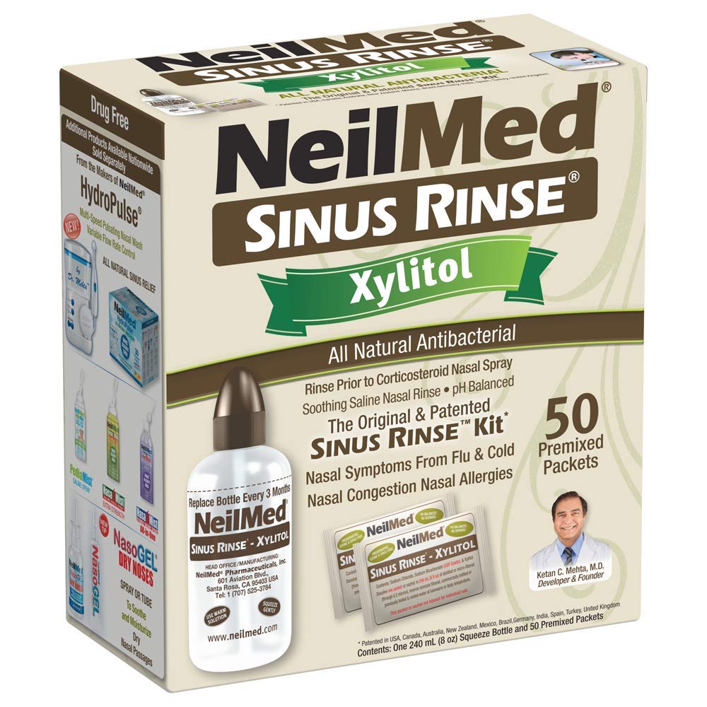 NeilMed Sinus Rinse Kit con Xylitol, 50 Count (Pack of 1)