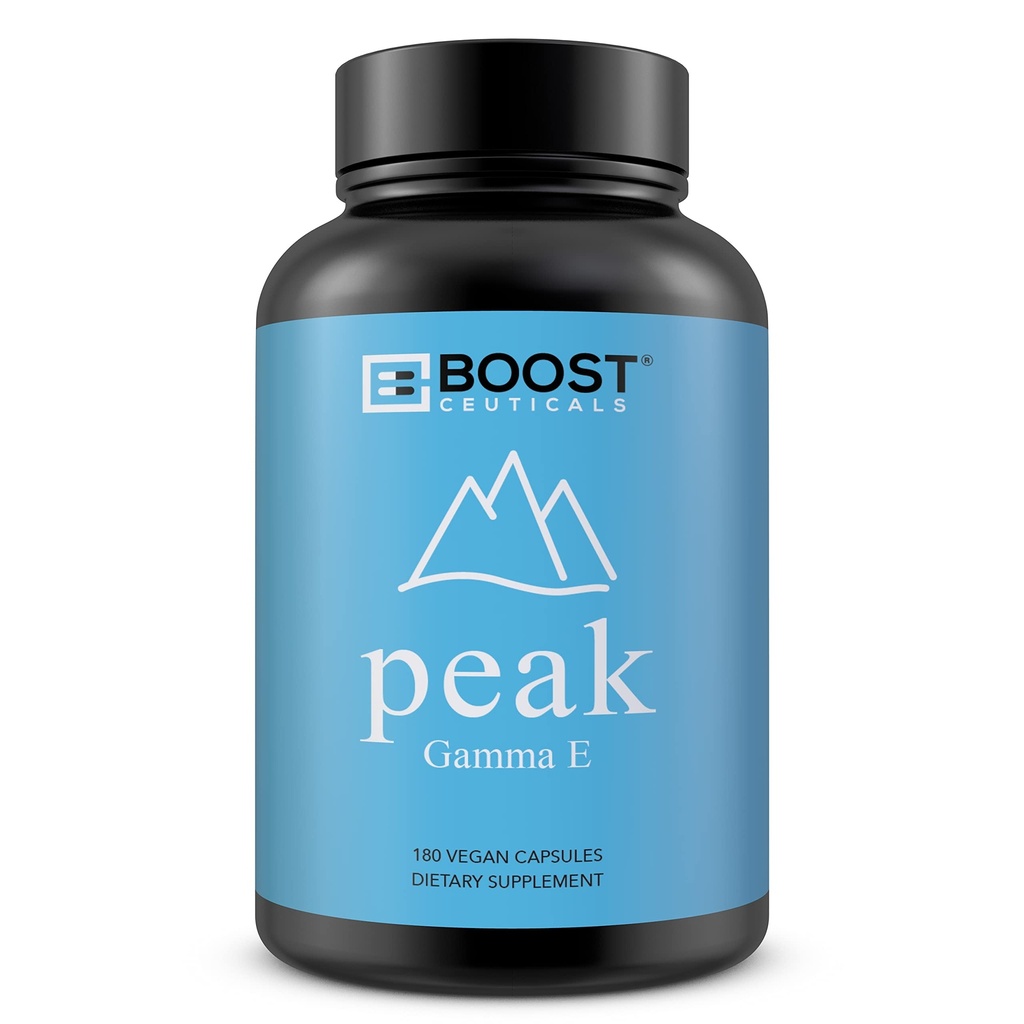 BoostCeuticals Vegan Vitamin e Gamma Tocopherol |180mg Gamma e Per Serving | Antioxidant Immunity Support | Non OGM No Magnesium Stearate No Silica Gluten Free | 180 Capsule