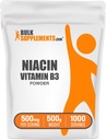 BulkSupplements.com Niacin Powder - Vitamina B3 Supplemento, Niacin 500mg - Niacin Flush, Niacin con Flushing - Gluten Free, 500mg di Niacin per Serving, 500g (1.1 lbs) (Pacchetto di 1)