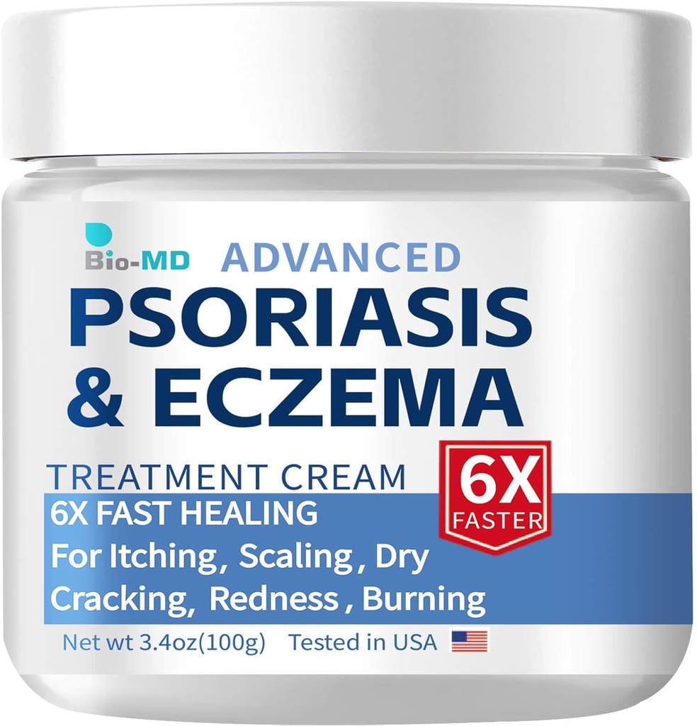 Bio-MD Psoriasis Eczema Crema, Crema Eczema per Adulti, Rioccurrenza di controllo di resistenza extra, Alleviare il sintomo di resistente, Efficace per la dermatite seborreica, Trattamento di Folliculitis
