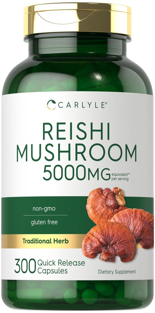 Carlyle Reishi Mushroom Supplemento 5000mg | 300 capsule | Non OGM, Gluten Free Reishi Mushroom Extract
