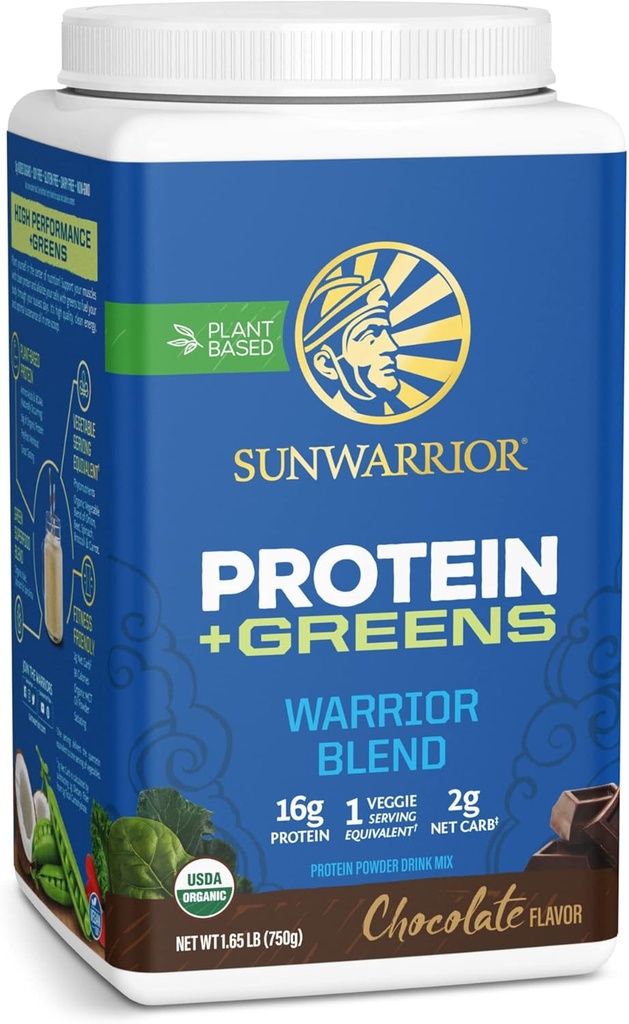 Proteine organiche Greens Superfood Powder | Vegan Plant-Based Organic Protein Chocolate Polvere aromatizzata con aminoacidi BCAA & Super Blend | Non-GMO Soy Dairy & Gluten Free (Chocolate, 30 Servings)