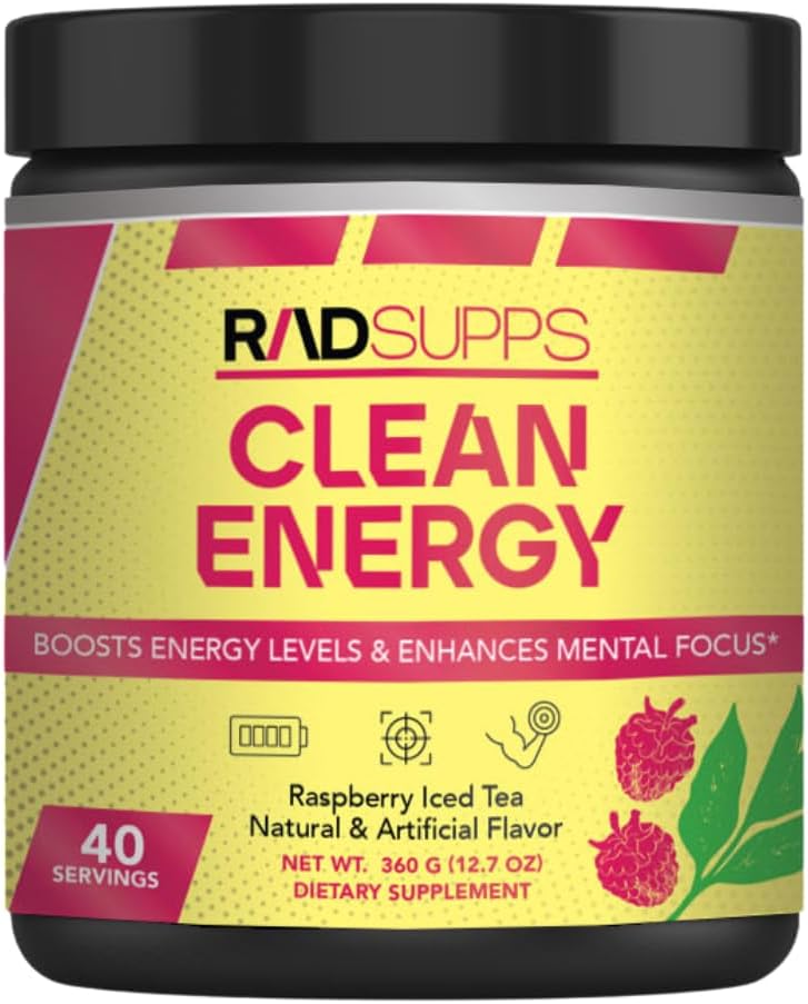 Energia pulita - Polvere pre allenamento per gli uomini e le donne con aminoacidi BCAAs, polvere di bevanda di energia, polvere di energia dell'aminoacido per l'energia & messa a fuoco - 40 porzioni (12.7 oz, tè freddo del lampone)