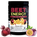 Nutrologia Beet Energy O2, Pre Workout Powder, Energy, Endurance & Nitric Oxide Booster with Beet Powder, Yerba Mate, Adaptogens & Electrolytes, Vegan Pre Workout, Passion Fruit Flavor, 30 Servings
