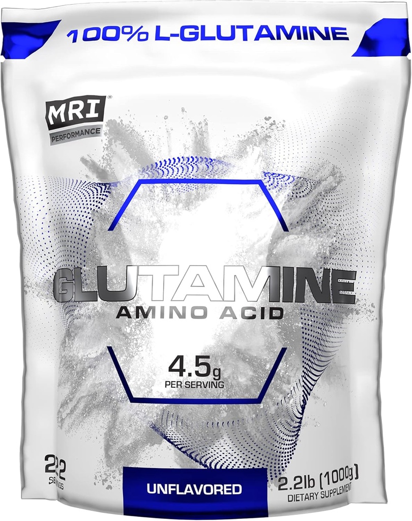 MRI Performance L-Glutamina Polvere, Aminoacido puro Free-Form per il recupero, Gut & Muscle Support, Unflavored, Easy Mix, (222 Serve)