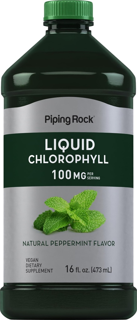Piping Rock Liquid Chlorophyll 100mg | 16 oz | Mint Flavor | per le donne & uomini | Vegan, Non OGM e Gluten Free Formula