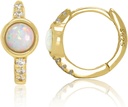 14K oro placcato 925 Sterling Silver creato bianco Opal Huggie Hoop orecchini
