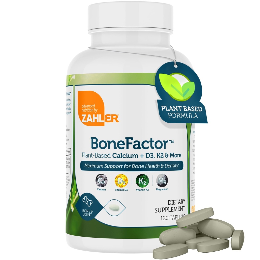 Zahler Bonefactor, Bone Strength Supplement contenente calcio, vitamina D, vitamina K e magnesio, Kosher certificato, 120 compresse