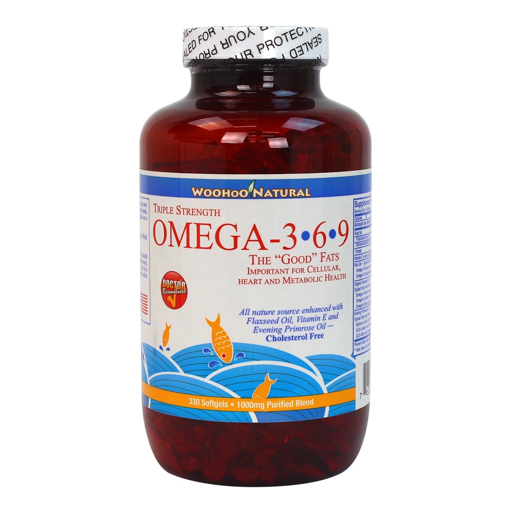 Woohoo naturale tripla resistenza colesterolo Omega 3 6 9 Fish Oil Formla 330 Softgels (1)