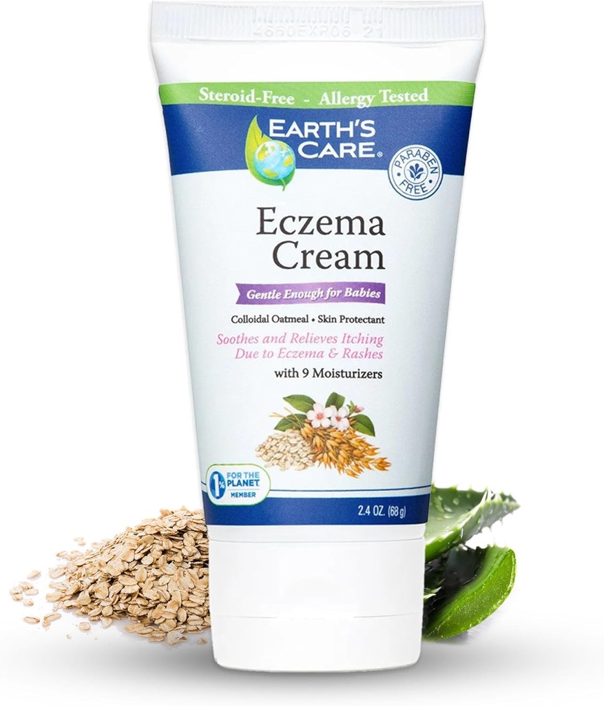 Crema di Eczema di Cura della Terra per Adulti & Bambini - Crema di Trattamento di Eczema di Oatmea Colloida con 9 idratanti - 2.4 OZ
