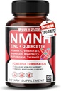NMNH 600 mg con Zinc, Quercetin, Vitamina D3, Elderberry & Nattokinase – Supporto giornaliero per il benessere cellulare e l'invecchiamento sano – 150 capsule – Made in USA