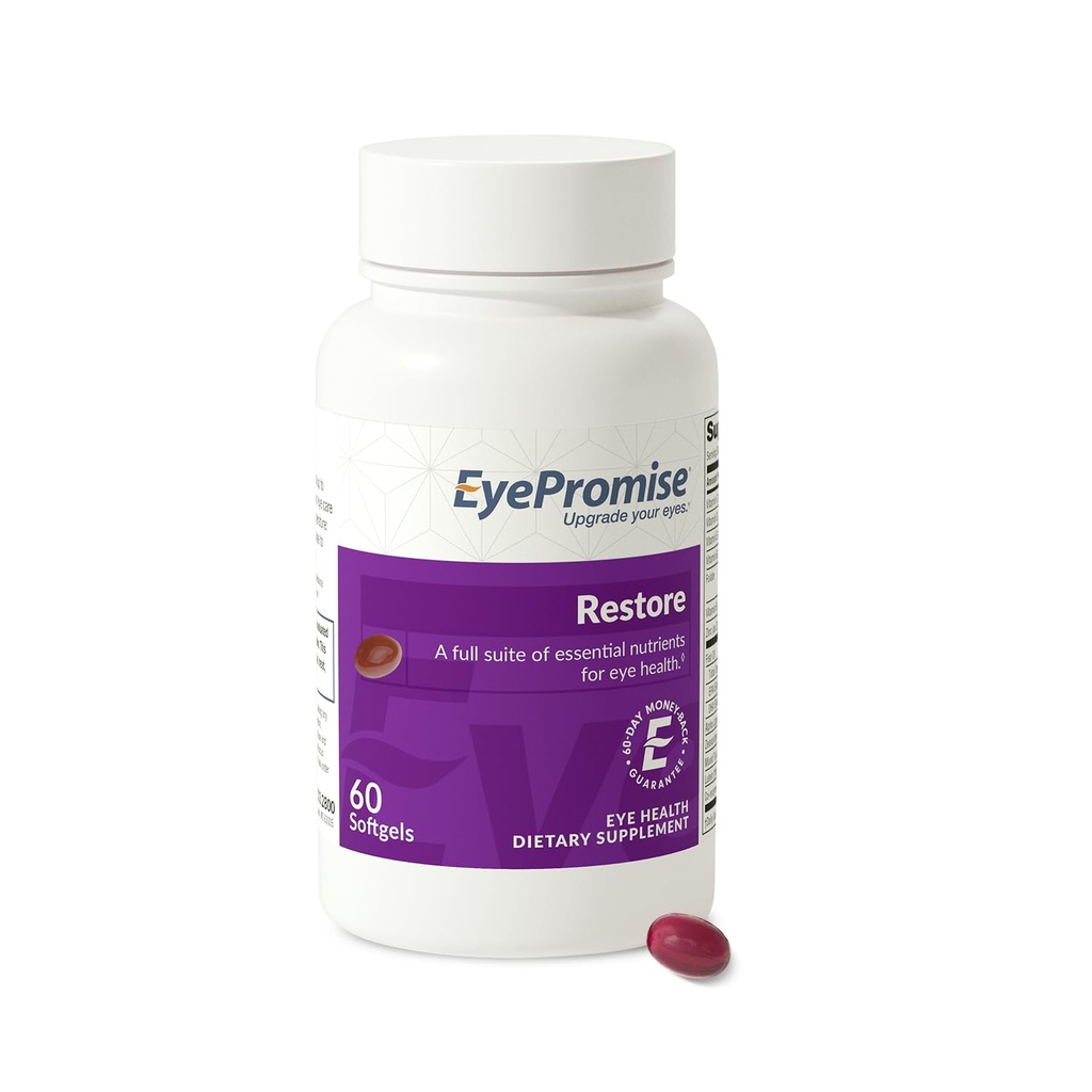 EyePromise Restore Eye Health Supplement - 60 Softgels, 30-Day Supply - Omega 3 Supplemento con Zeaxanthin, Lutein, Fish Oil, EPA, DHA & Vitamins for Eye Health
