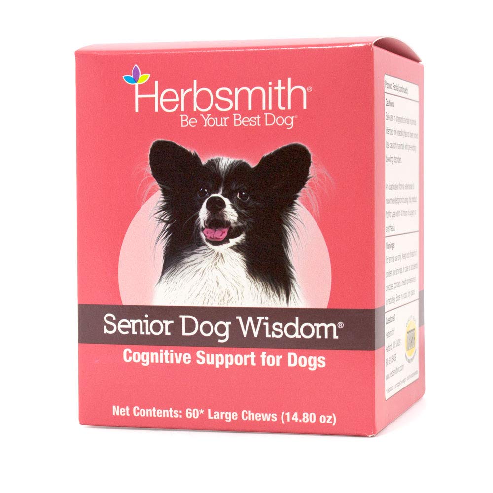 Hebsmith Senior Dog Saggezza – Supplemento Demenza Cane – DHA per la salute del cervello del cane senior - Supplemento senior per cani- 60ct Grandi Chews