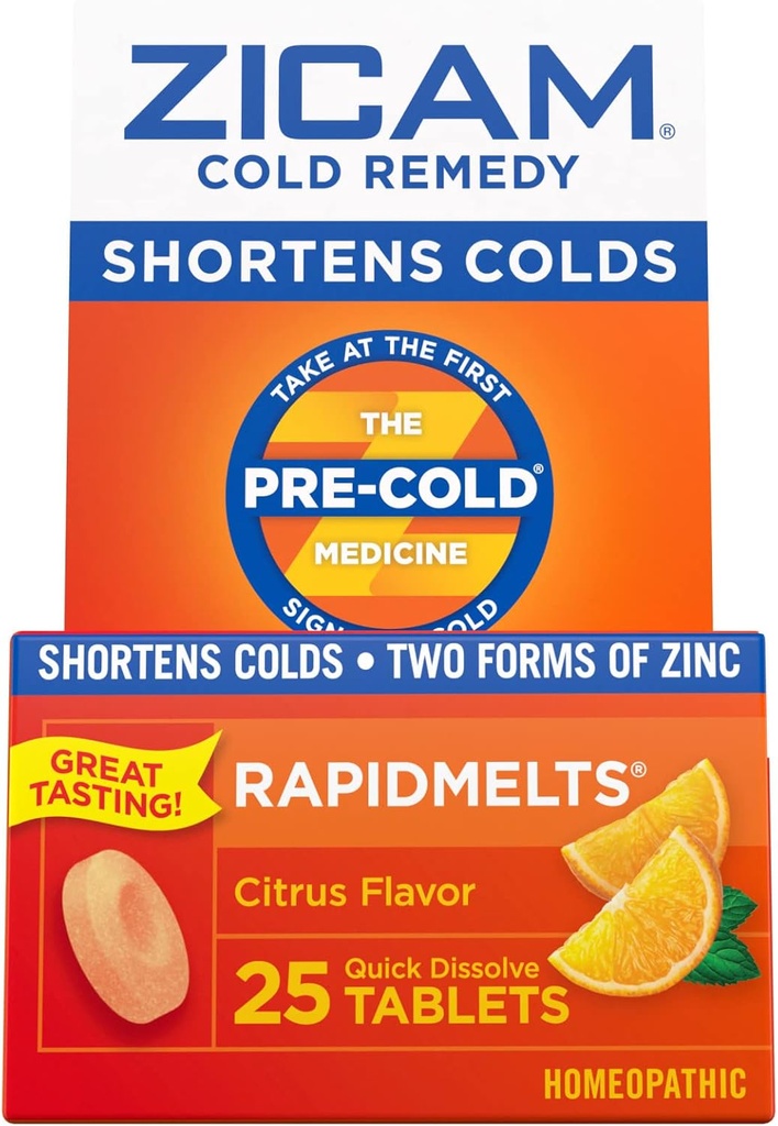 Zicam Cold Remedy Zinc Rapidmelts, Citrus Flavor, 25 Conte (Pack of 2)