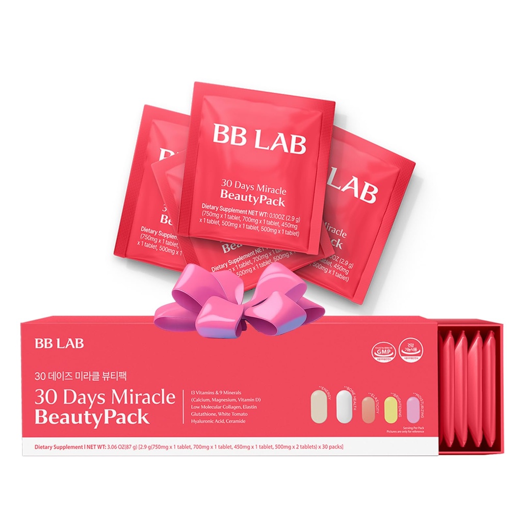 BB LAB 30 giorni Miracle Beauty All-in-one Pack, Basso Collage Molecolare, Elastin, Glutathione, Ceramide, Acido Ialuronico, Multivitaminici & Minerali, Calcio, Magnesio, Vitamina D