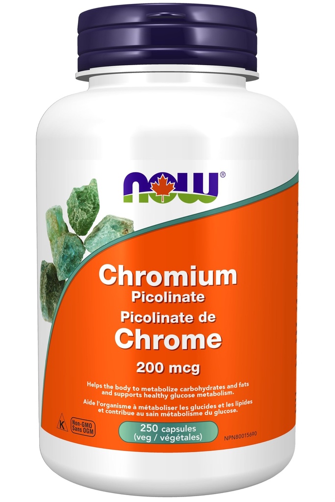 NOW Integratori alimentari, Cromo Picolinato 200 mcg, Isola Co-Factor*, 250 capsule di Veg