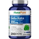 NusaPure Gotu Kola Capsule 20:1 estratto, 200 mg Equivalente a 4000mg Per Veggie Caps, 200 Conte, Non OGM, Vegan, Bioperine - Estratto di erbe Tradizionali