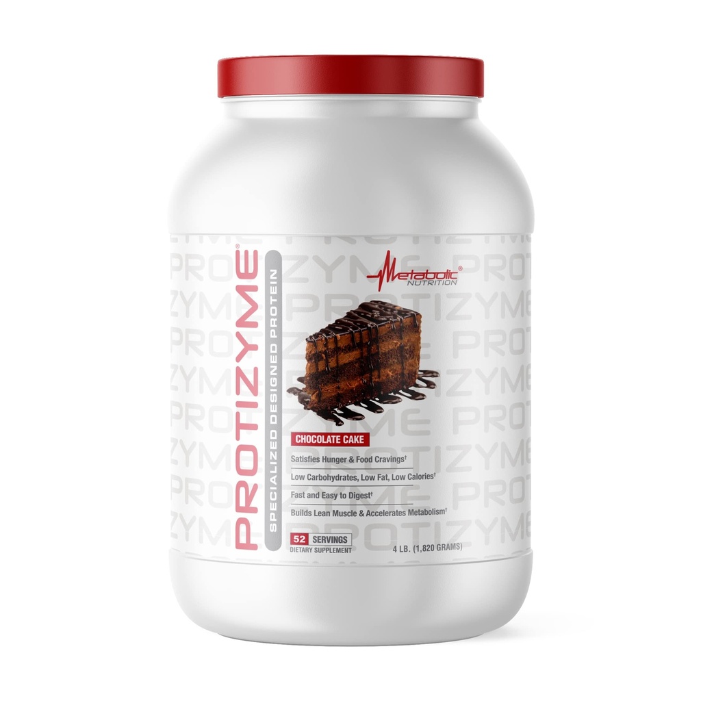 Nutrizione metabolica, Protizyme, Polvere di proteine del siero 100%, Alta proteina, Carbo basso, Proteina di siero di grasso basso, enzimi digestivi, 24 vitamine e minerali essenziali, 4 Pound, 52 Serve