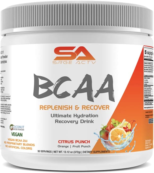 Polvere BCAA Plus Glutamina e polvere di elettrolita per il recupero e l'idratazione - 30 Serve (Citrus Punch)