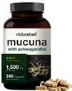 Capsule Mucuna Pruriens, Triple Strength 1500mg Per Serving, 2 in 1 Formula, Realizzati con Mucuna e Ashwagandha, 240 Capsule, Potent Seed Extract, Positive Mood, Relax & Restoration Support