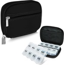 Serfeymi Weekly viaggio Pill Organizer caso per la borsa con rimovibile 7 giorno Pill Box, Fashionable Travel Medicine Organizer Pill Container per la medicina, Vitamina, Supplemento - Nero 01 + Pill Box