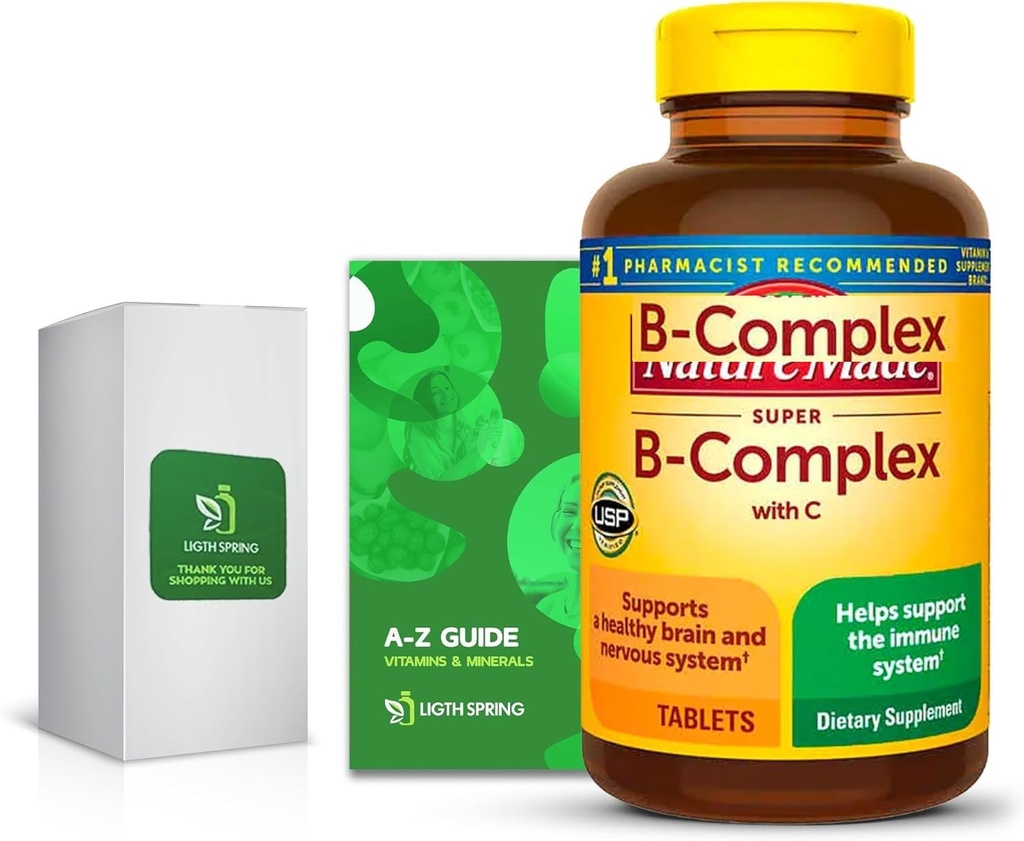 Super B-Complex con C, 460 Compresse con Vitamine Esclusive e Minerali A a Z - Migliore Guida Ligth&Spring (2 Articoli)