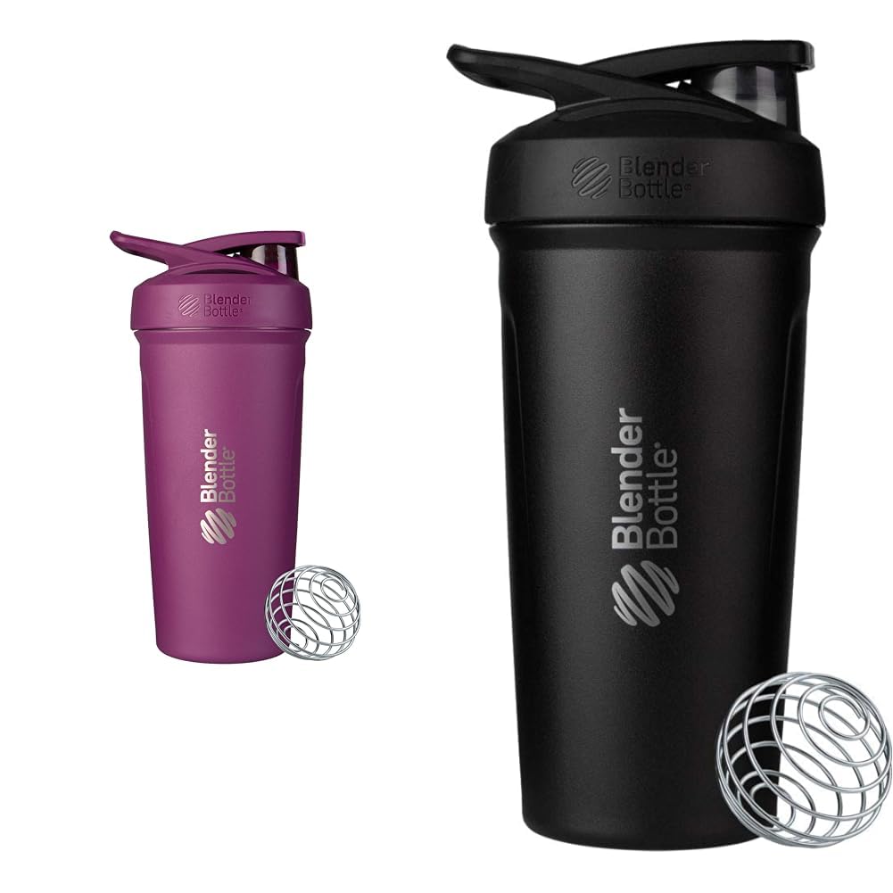 BlenderBottle 24-Ounce in acciaio inox Shaker tazze con filo Whisk, Plum e nero