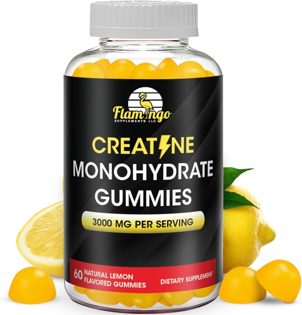 Creatina Gummy Supplement- Limone aromatizzato Creatina Monoidrato Pre Workout Chews for Energy Boost, Creatina Supplemento per costruzione di muscolo e forza, Vegan, Non OGM 90 Conte