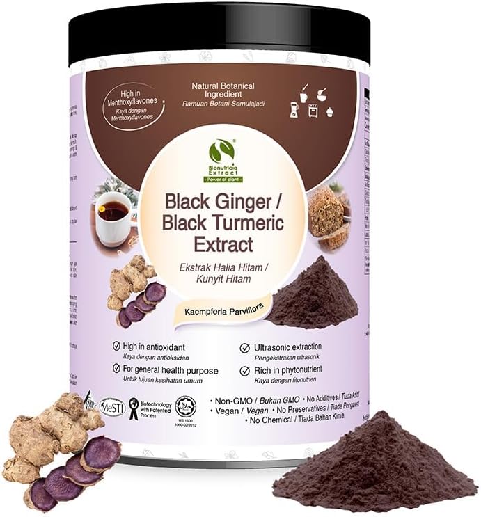 Polvere di estratto di zenzero nero di Bionutricia | Estratto standardizzato puro | Energia & Stamina | 1.76 Oz (50g)