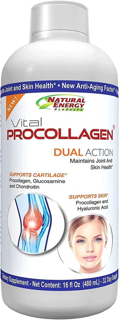 Procollageno vitale dell'energia naturale - Proteina del collagene idrolizzato liquido con acido ialuronico e colofroicina colotina sulfato Fattore antiinvecchiamento per gli uomini e le donne 16oz |Nuovo aroma di snickerdoodle
