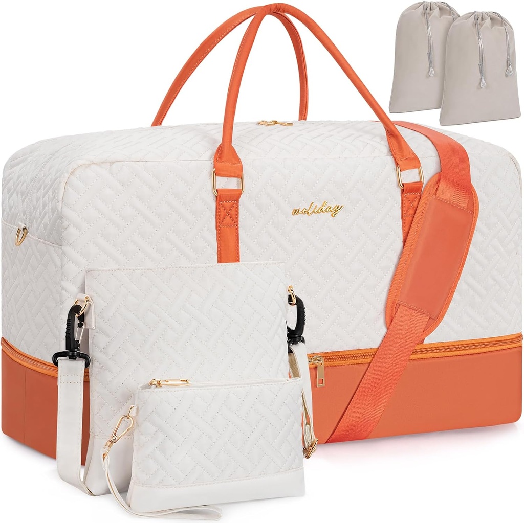 Borsa Weekender per le donne, 5 Pcs Set Carry su borsa da notte, 23" Borsa da viaggio con scoppio impermeabile