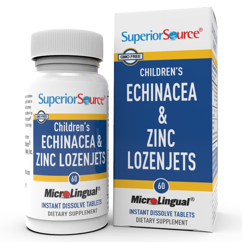 Echinacea & Zinc Lozenjets - Supporto immune di erbe per bambini - Non-GMO & Gluten-Free - Menta piperita - Tavole dissolvibili microLinguali 60
